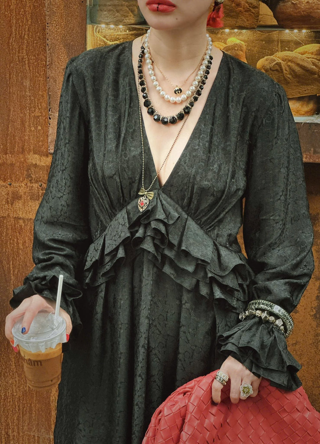 “Midnight Rhapsody” – Wormsilk Ruffle Dress in Black