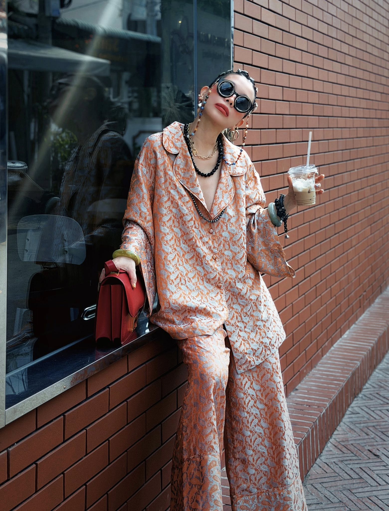 “Nomad Silk” Suit Pajamas – Wormsilk in Burnished Apricot