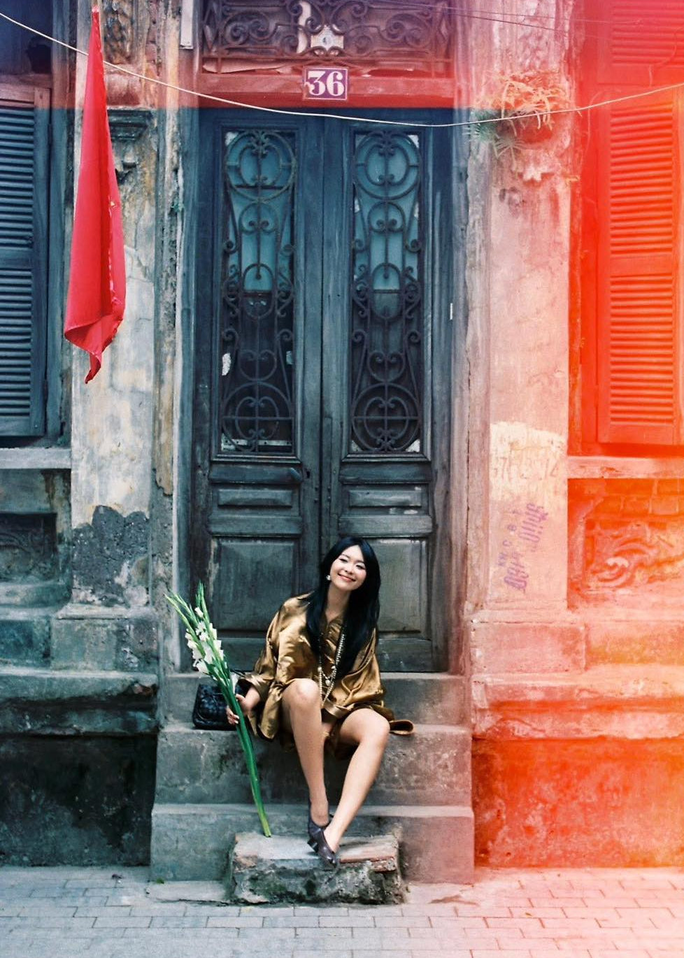 "Rita" Short Modernized Bà Ba Set - Brocade Silk in Gold