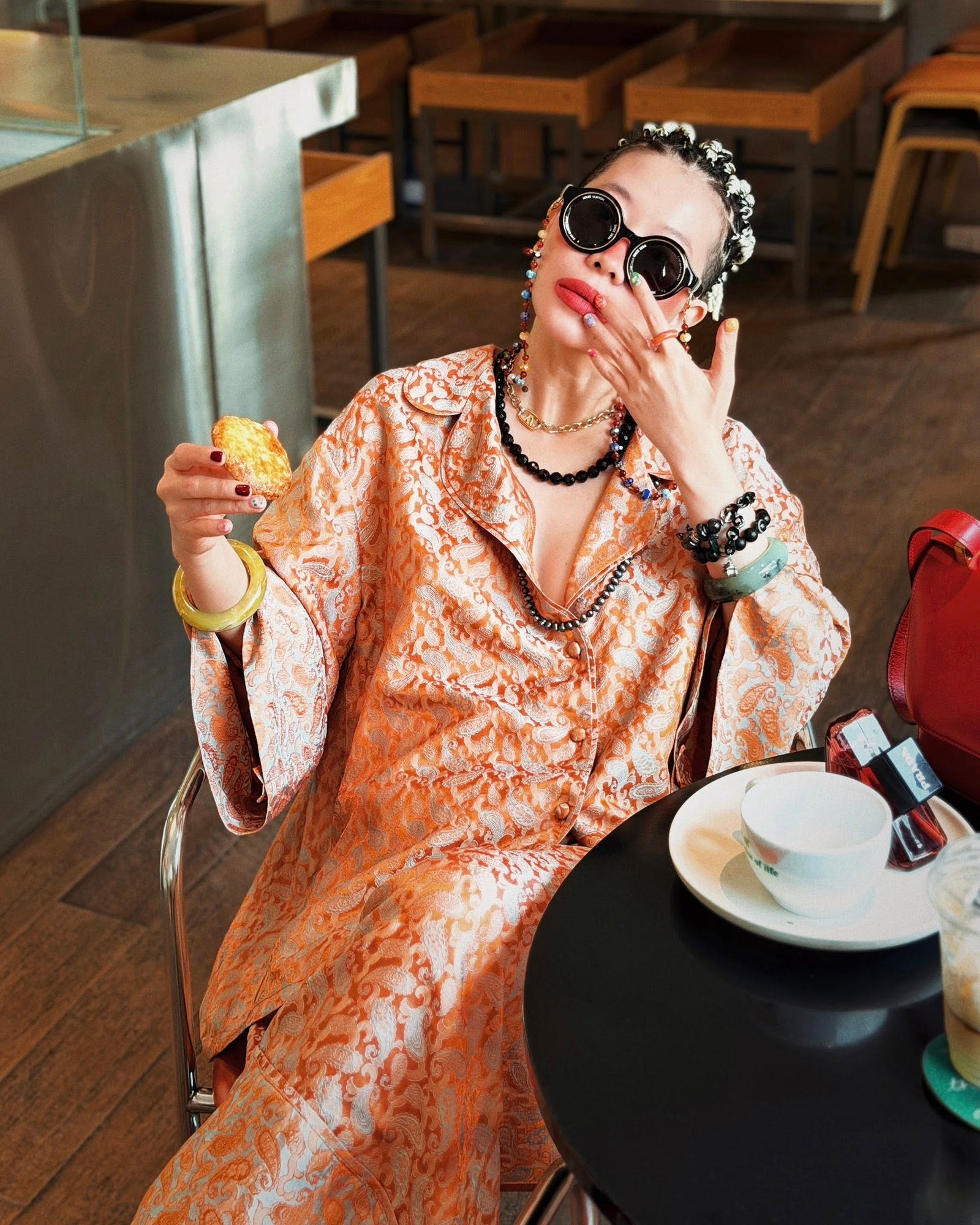 “Nomad Silk” Suit Pajamas – Wormsilk in Burnished Apricot