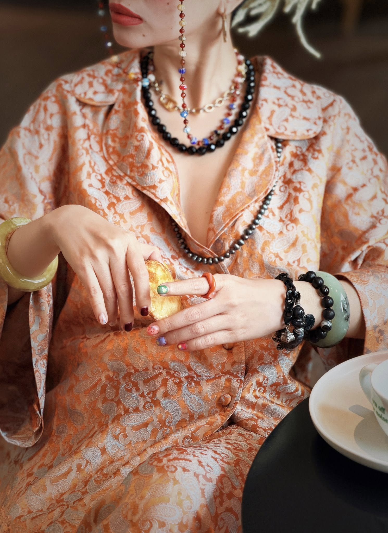 “Nomad Silk” Suit Pajamas – Wormsilk in Burnished Apricot