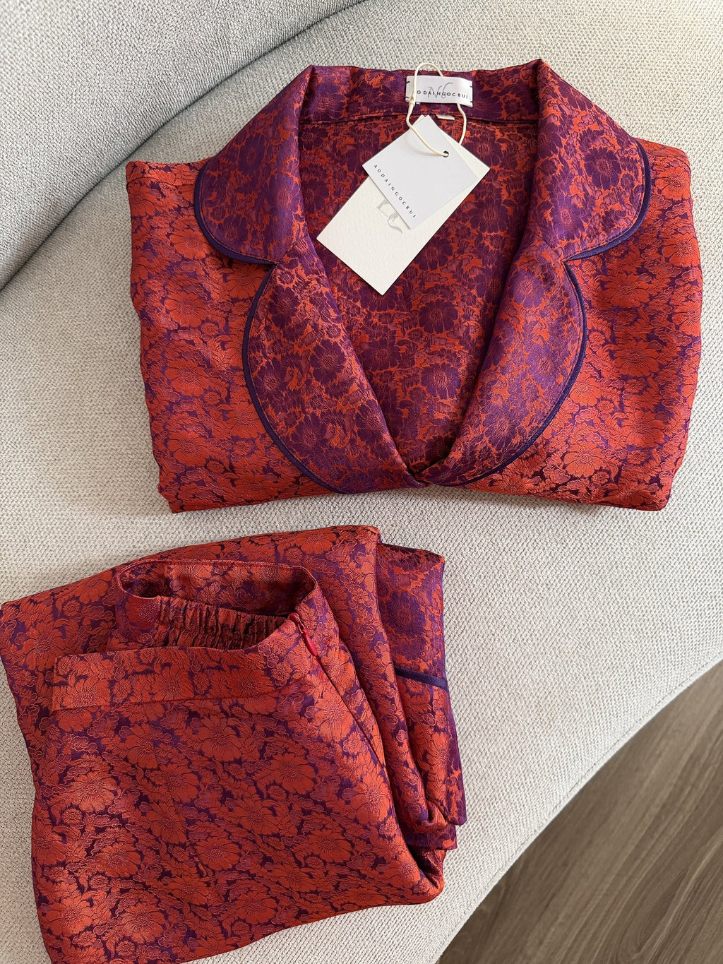 “Rosewood Dusk” – Wormsilk Modern Pajama Set in Burnished Rosewood
