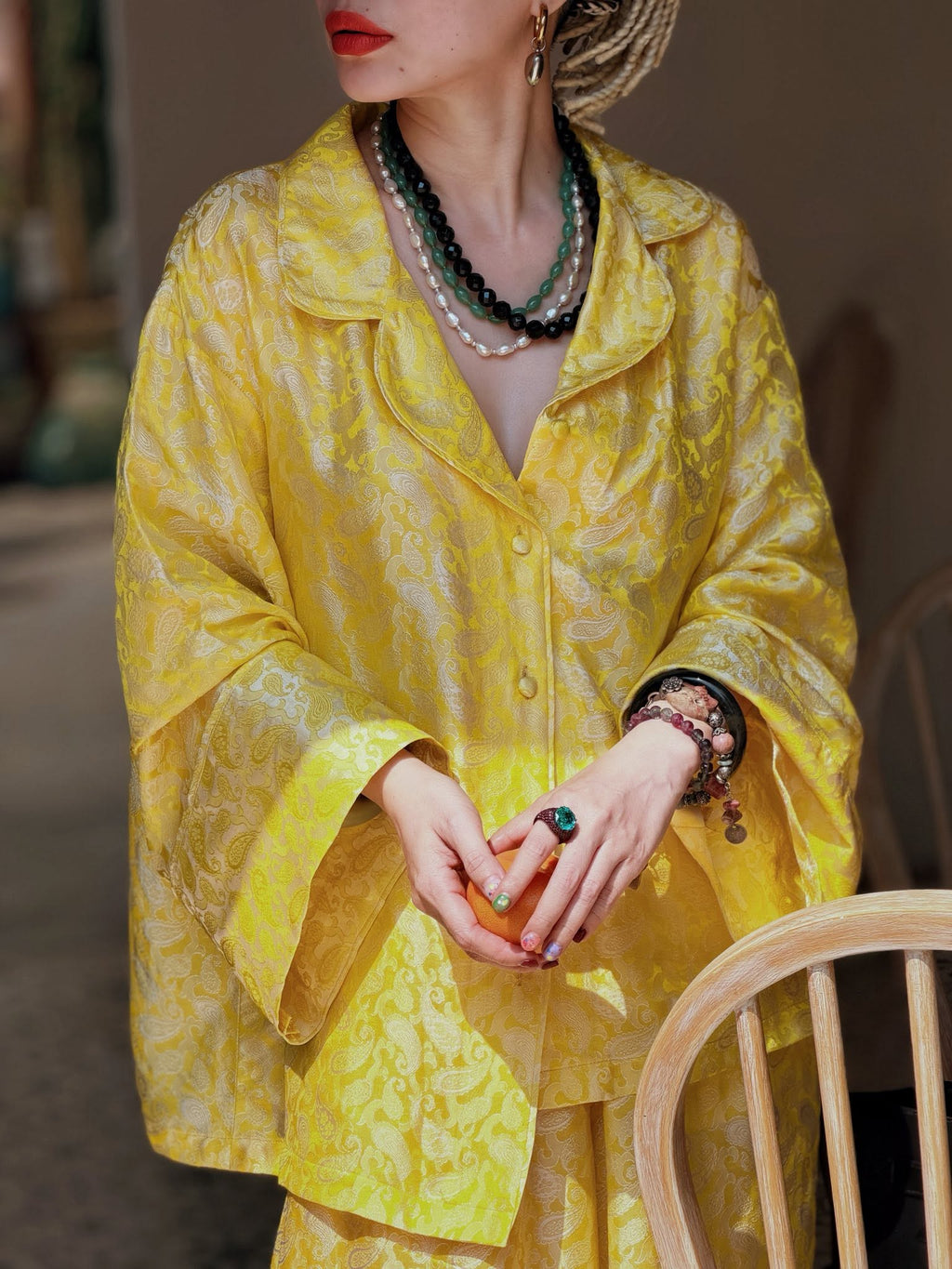 “Nomad Silk” Suit Pajamas – Wormsilk in Sunlit Citron