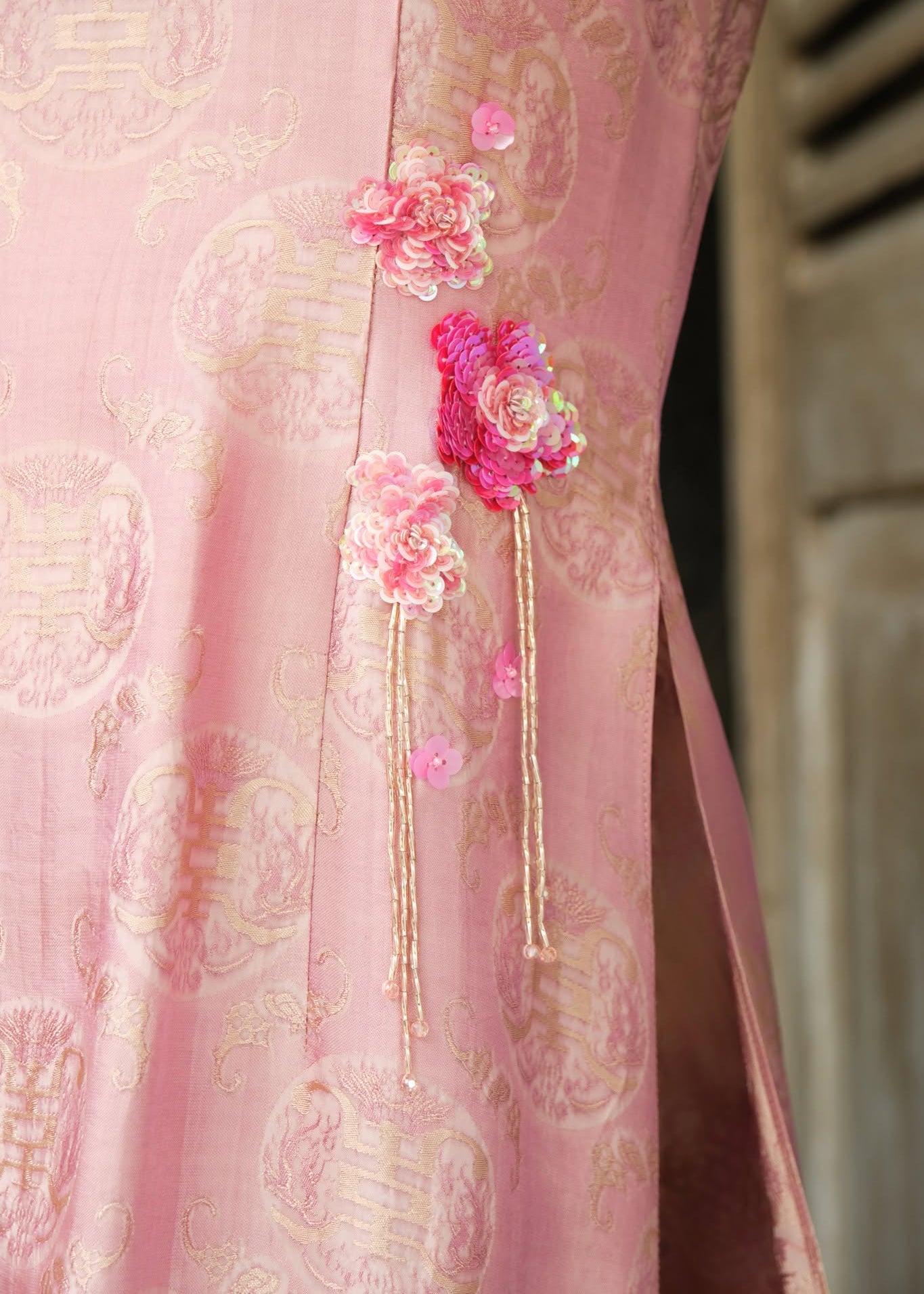 "Hồng Vân" Ao-dai Set – Haltered Neck Aodai & Scraf in Blush Orchid