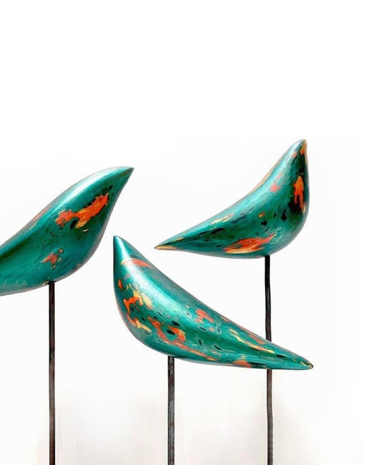 “Lacquer Bird Décor” – A Soaring Symbol of Serenity - side profile in teal by Bat-trang