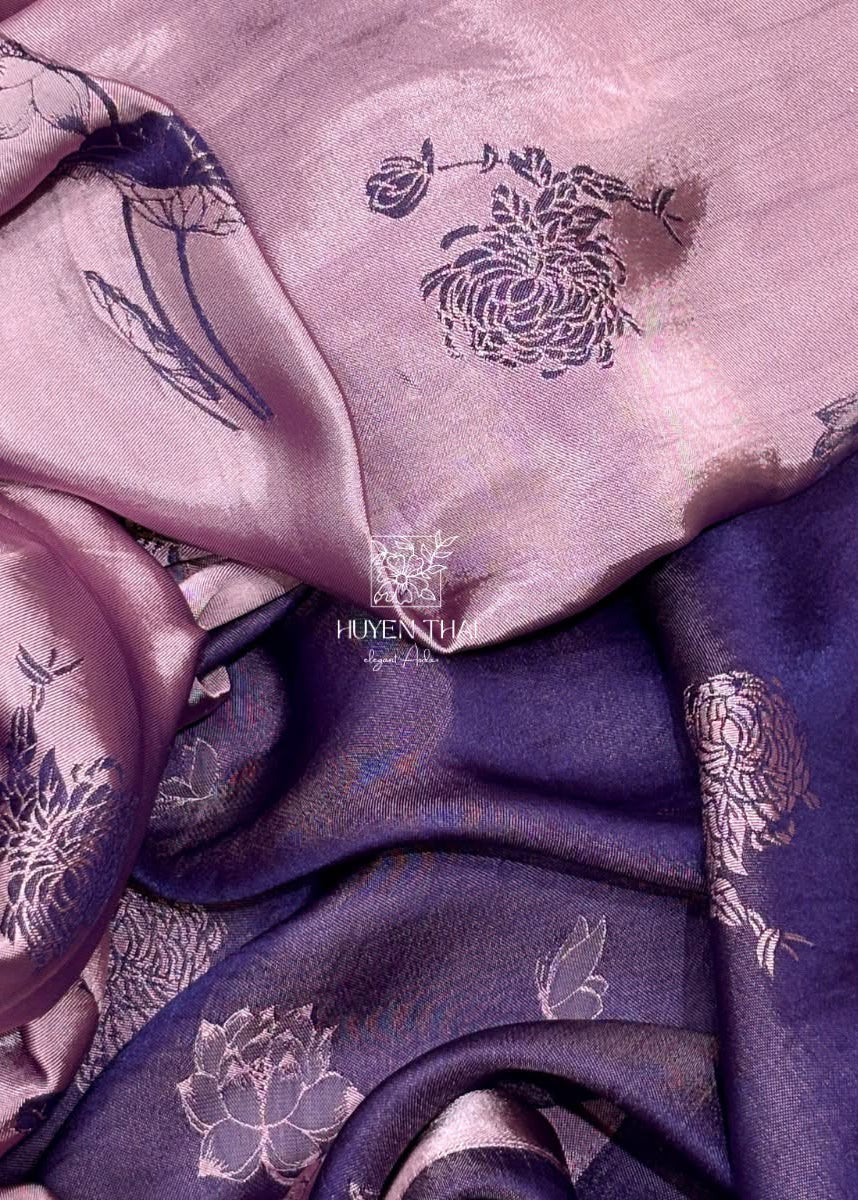 “Tu Nghi” – Reversed Wormsilk Satin Dress in Custom Mauve