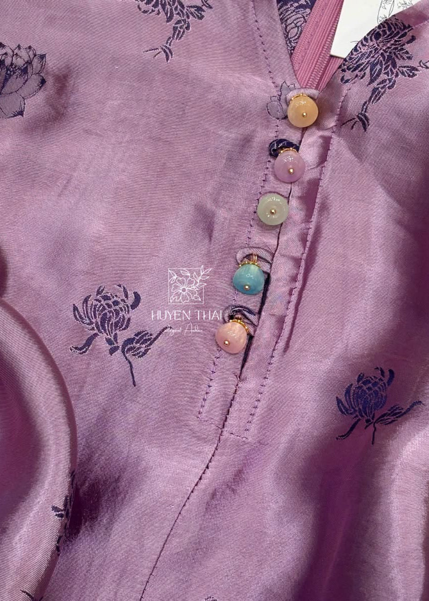 “Tu Nghi” – Reversed Wormsilk Satin Dress in Custom Mauve