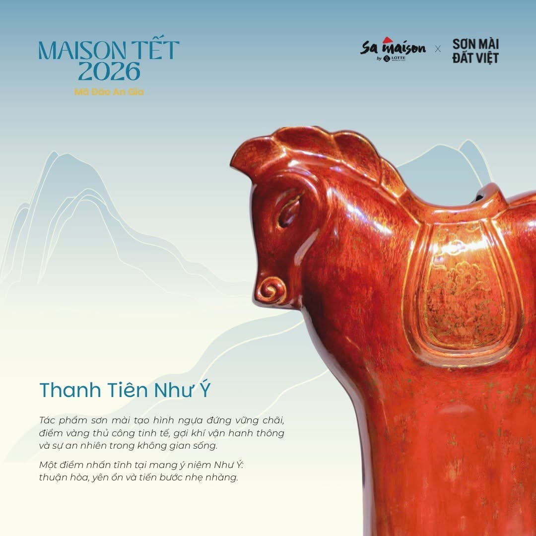 Vietnamese Lacquer - Gallop of Fortune – Premium Lacquer Vase/Decor - side profile in red by Sa Maison