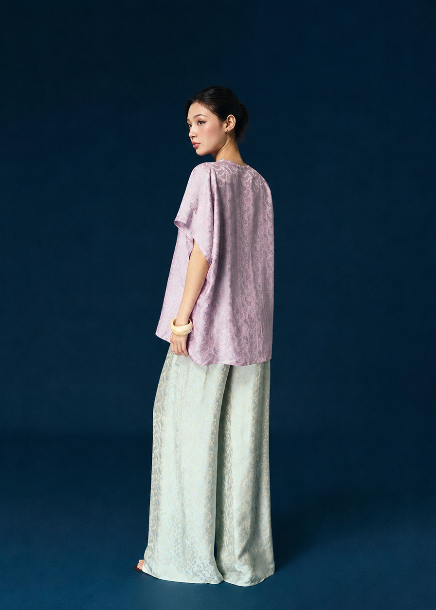 “Tang Bồng” Modernized Ba-ba Set (short-version of Aodai) - Worm Silk in White