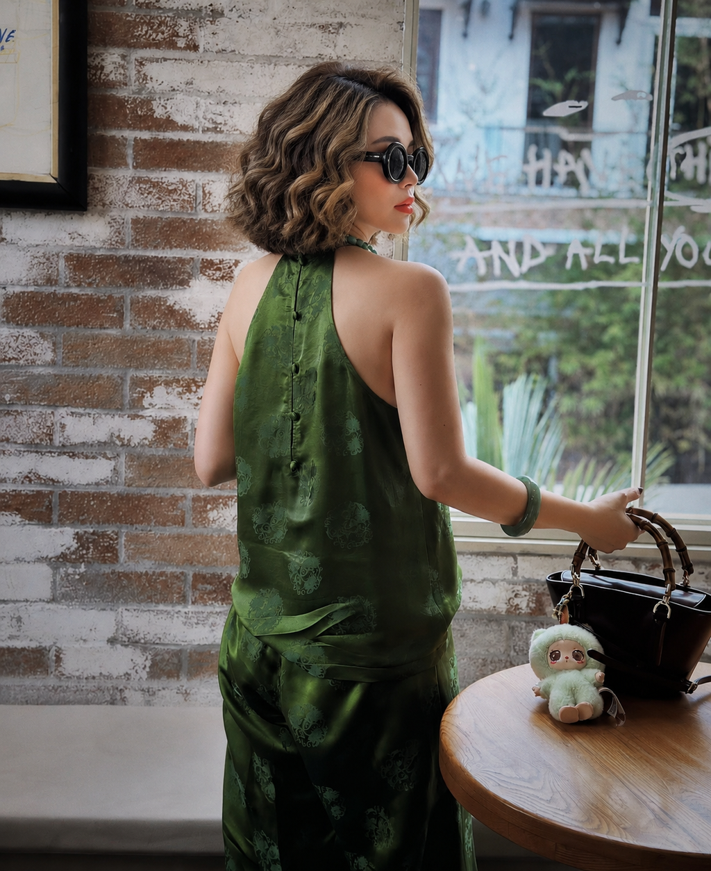 “Emerald Ease” Set – Wormsilk Halter Top & Balloon Trouser Set in Green