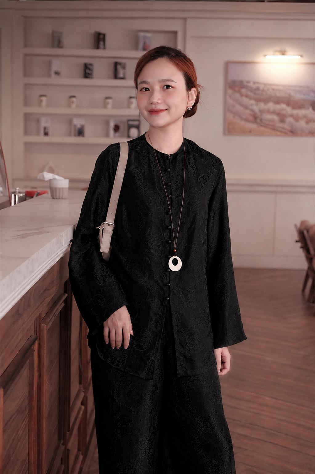 “An” Ba-ba Set in Mightnight Black Worm Silk