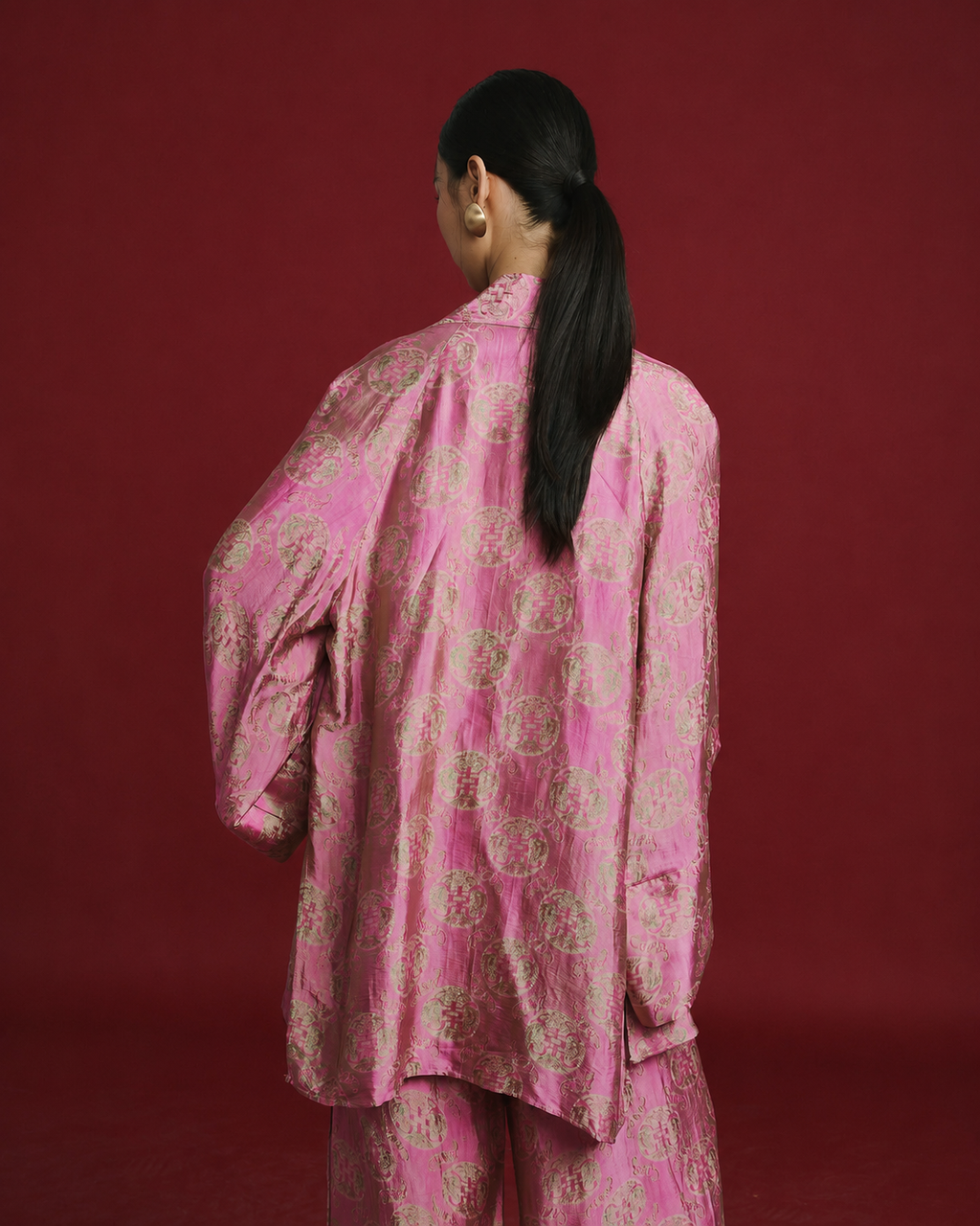 “Silken Poise” Cardigan – Worm Silk Heritage in Camellia Rose