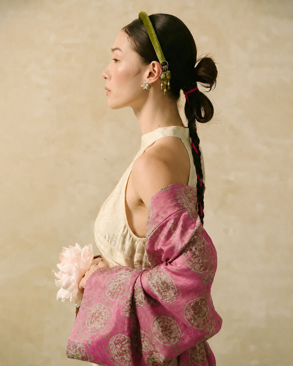 “Silken Poise” Cardigan – Worm Silk Heritage in Camellia Rose