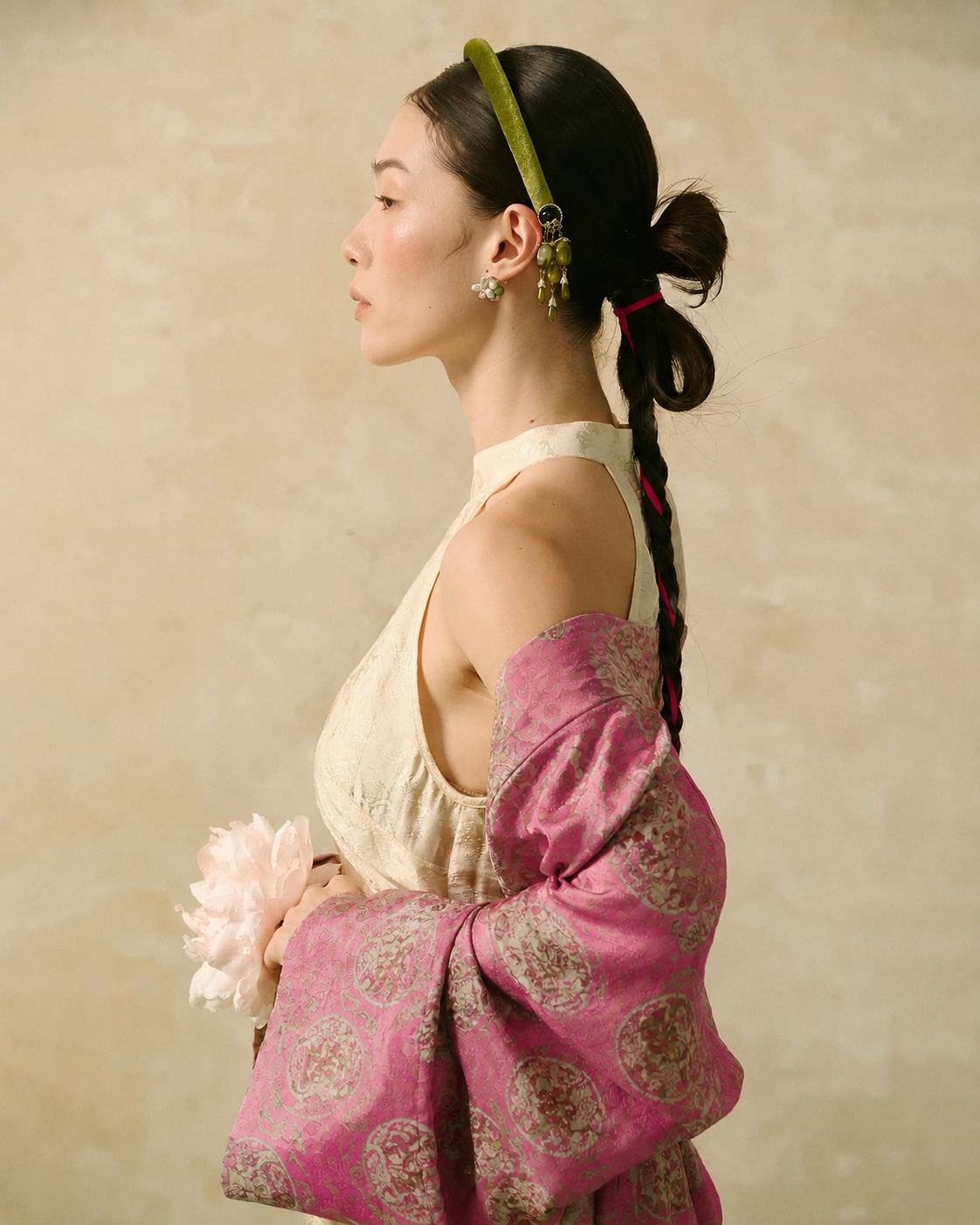 “Silken Poise” Cardigan – Worm Silk Heritage in Camellia Rose