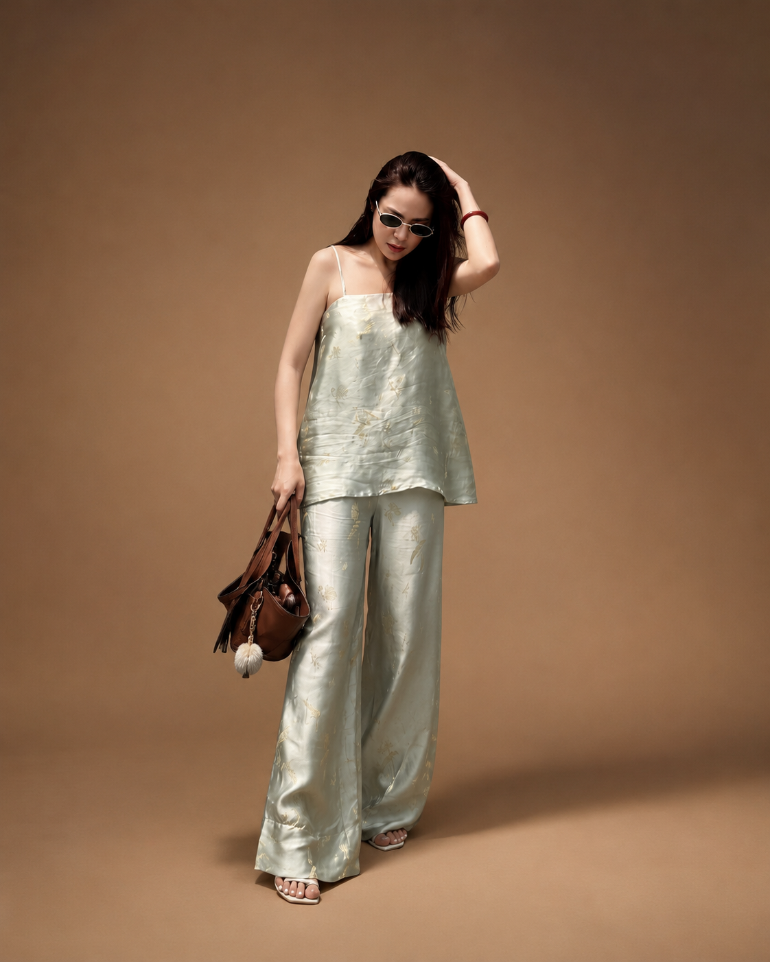 “Nhẹ Nhõm” Camisole Set – Wormsilk Ensemble in Celadon Mist