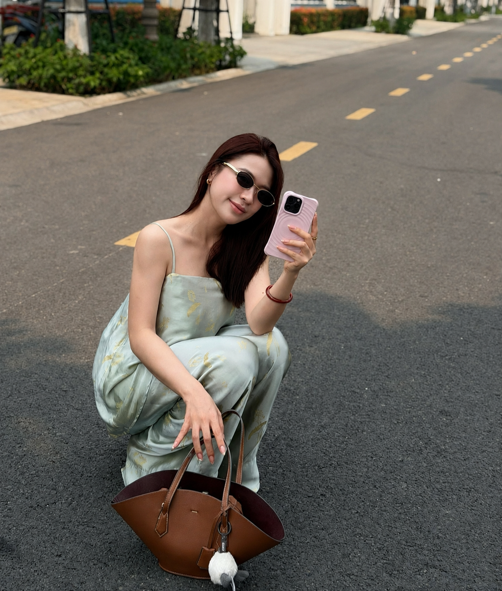“Nhẹ Nhõm” Camisole Set – Wormsilk Ensemble in Celadon Mist