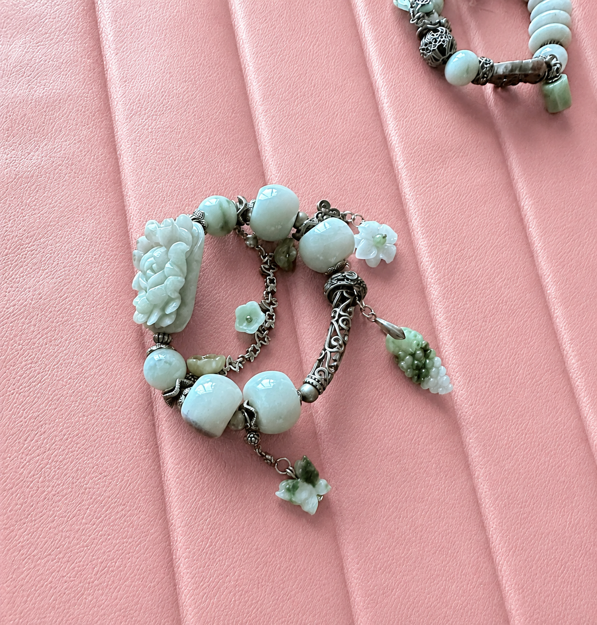 "Bích Viên" – One-of-a-Kind Jade & Silver Feng Shui-Inspired Bracelet