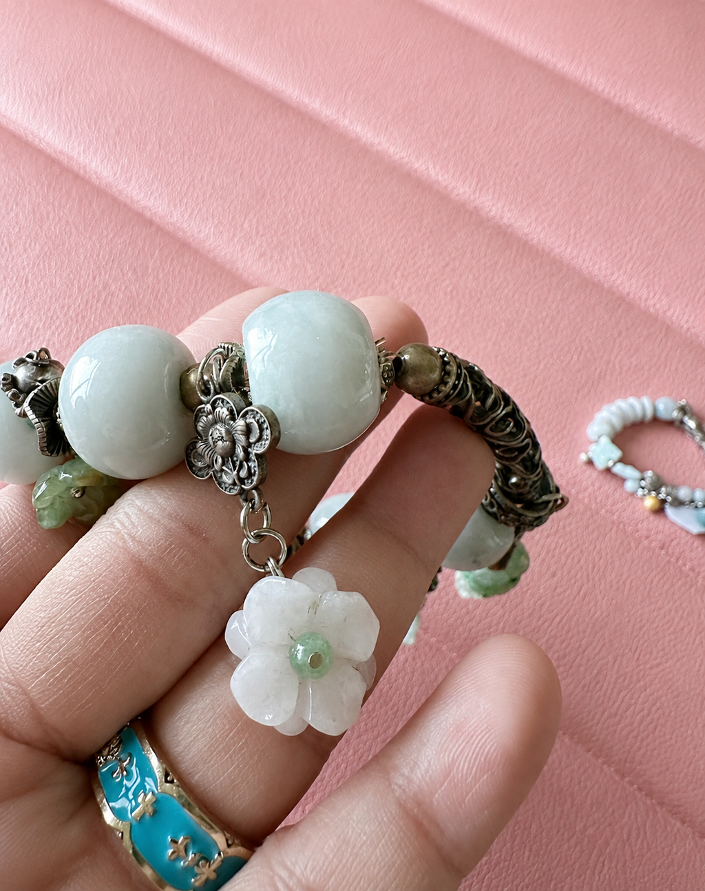 "Bích Viên" – One-of-a-Kind Jade & Silver Feng Shui-Inspired Bracelet