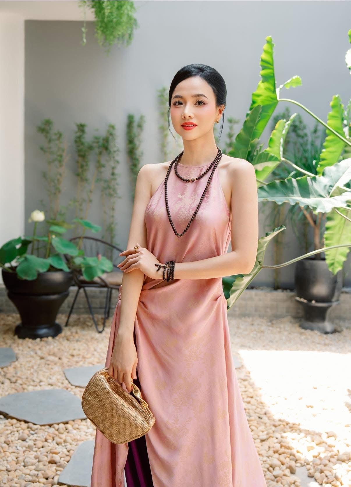 “Hiên Vỹ” Tunic Set – Hangzhou Silk Tunic Set in Dusklight Orchid
