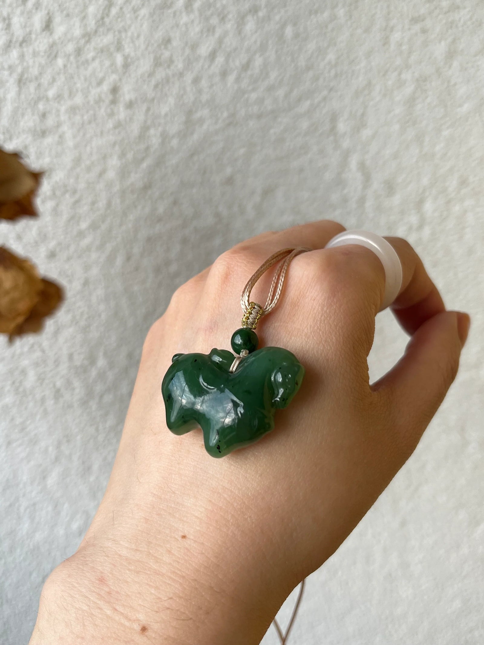 Gallant Spirit – Hand-Carved Hetian Jade Horse Charm - product view by L'Orient Haus