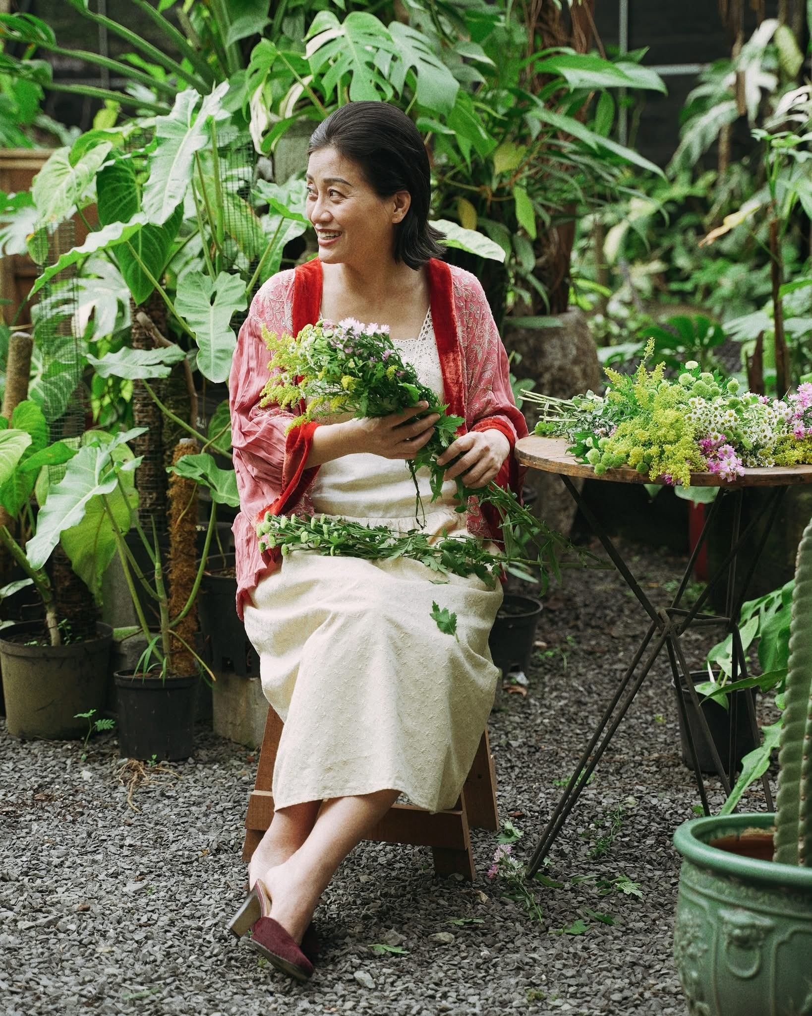 "Yuki embroidered chiffon short cardigan in pink with orange suede liner, floral artisan design by Huulala"