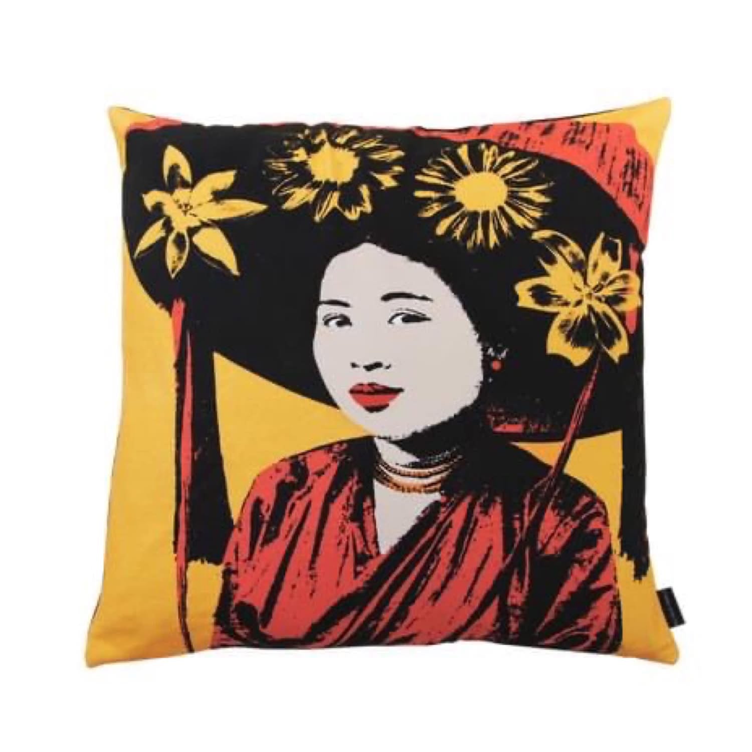 Heritage Portrait Cushion Covers – 45x45 cm - Miss Anh (Yellow) - flat lay display by Bat-trang