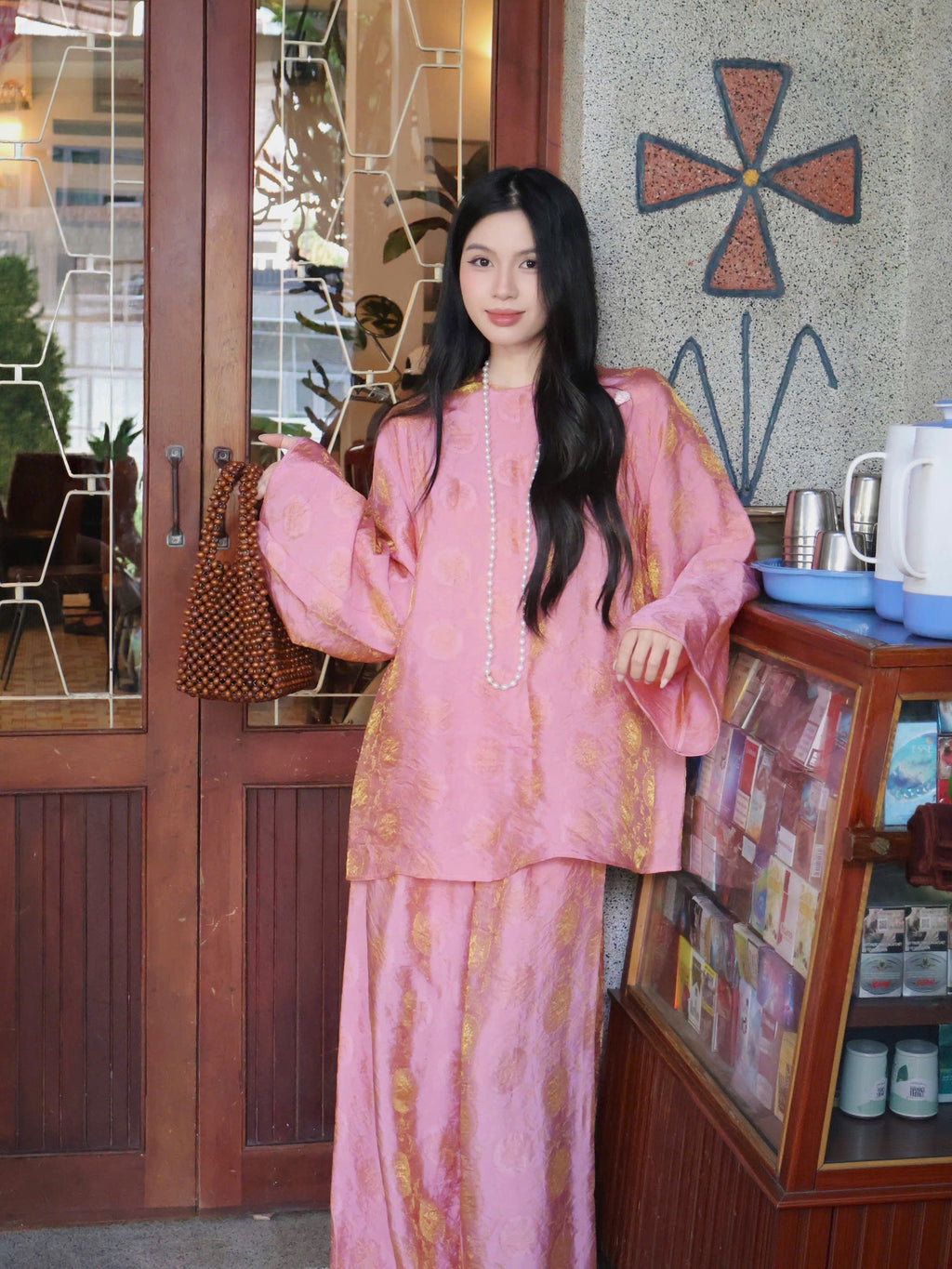 "Moc Tra" Bà Ba Set - Tencel in Rosy Sunlight
