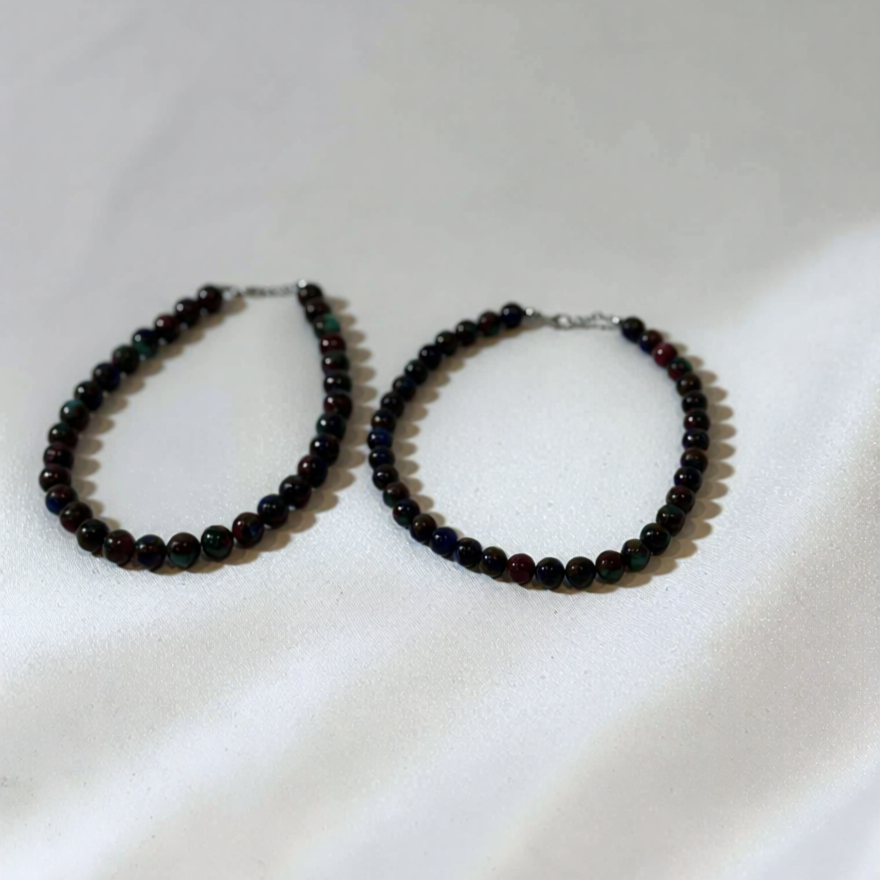 Marble Whisper Necklace - Marble Necklace - blue /brown tone - Back view - Premium Vietnamese apparel