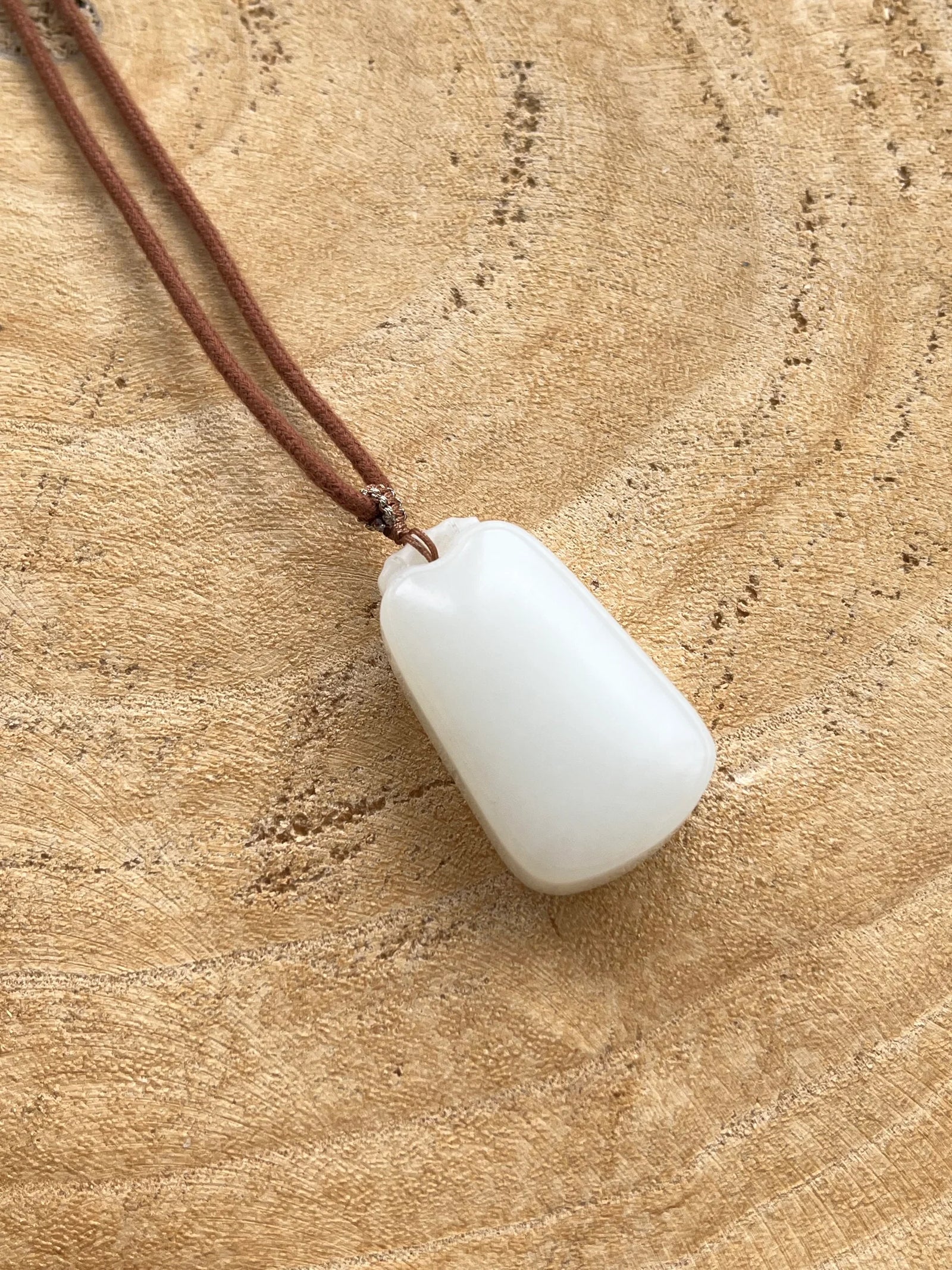 Serene Jade - Hetian Jade Mutton Fat Flat Pendant | 俄白羊脂无事牌 - flat lay display by L'Orient Haus