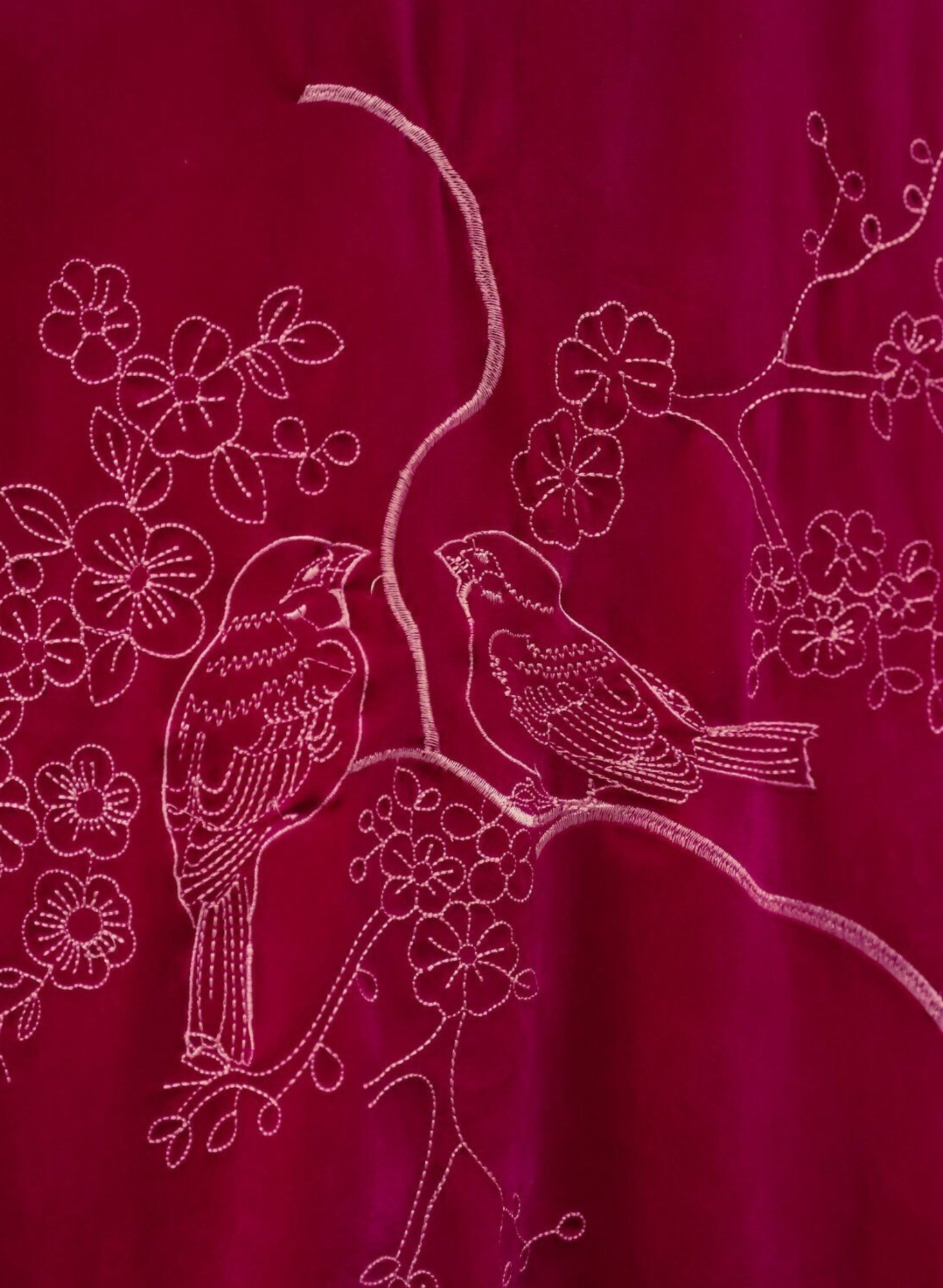 Vietnamese Embroidery - Diem Quyen - Cut-out Embroidered Velvet Dress - detail close-up in red by Lalin