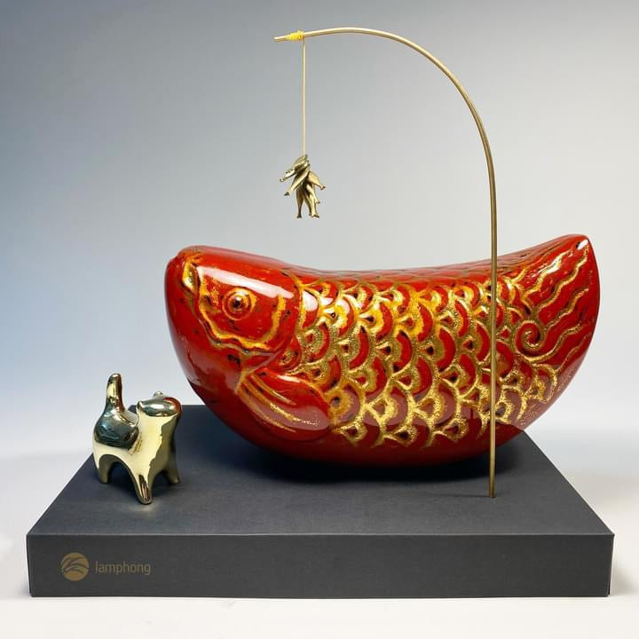 Feng Shui Lacquer Arowana - Premium Vietnamese lacquerware by Lam Phong Pottery at L'Orient Haus luxury boutique