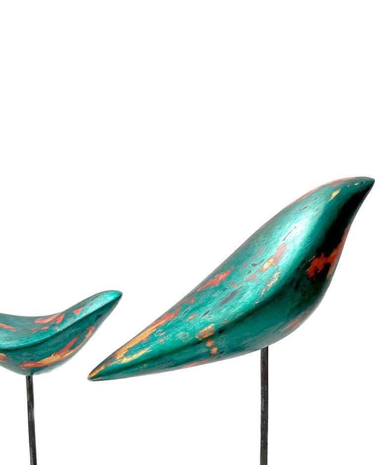 “Lacquer Bird Décor” – A Soaring Symbol of Serenity - side profile in teal by Bat-trang