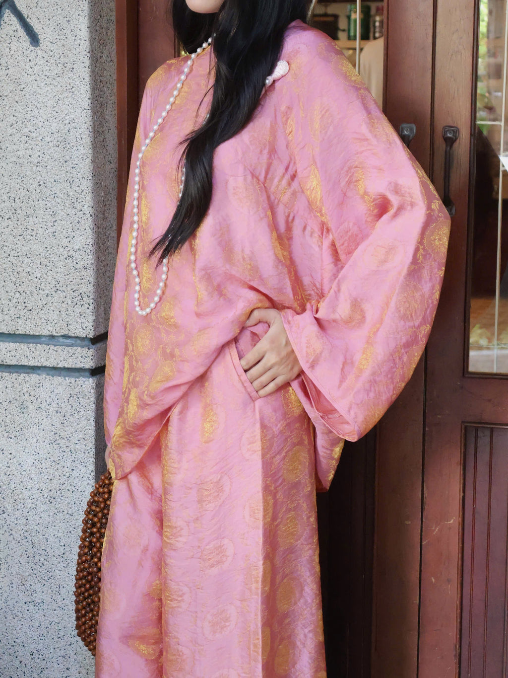 "Moc Tra" Bà Ba Set - Tencel in Rosy Sunlight