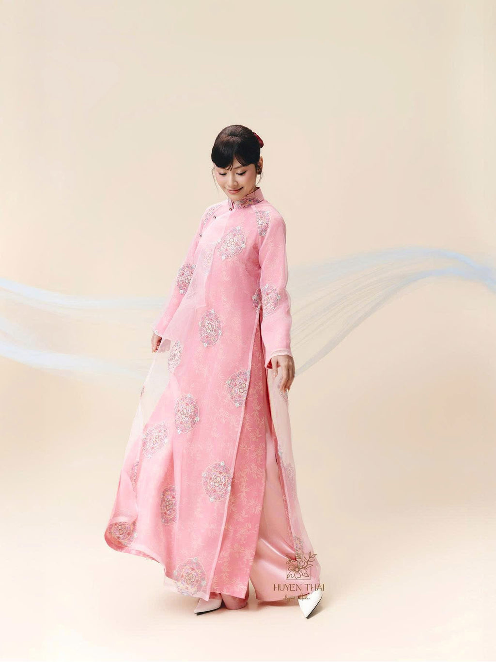 (Copy) (Copy) Giai Ky Cardigan – Embroidered Lace in Light Purple - front view by Huyen Thai Collection