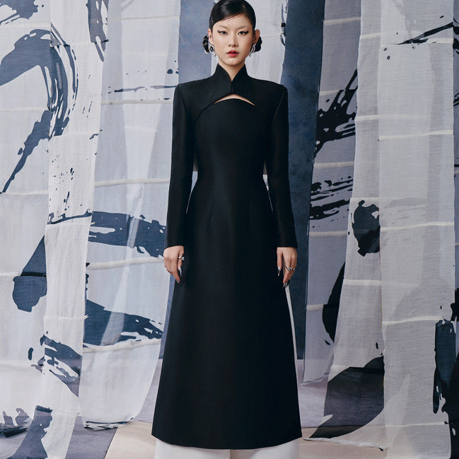 Nguyệt Ao Dai Set - Premium Taffeta in Black - Premium Keira Tong fashion at L'Orient Haus luxury boutique