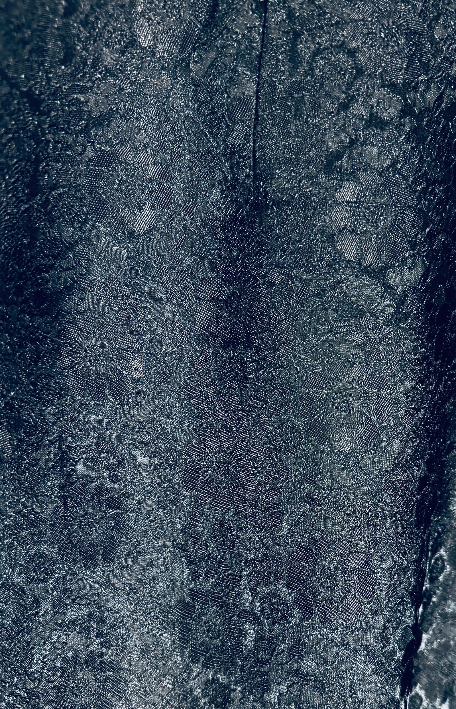 Empty Array - Ao Dai Pants - Chrysanthemum pattern in Wormsilk - detail close-up in dark blue by Moc
