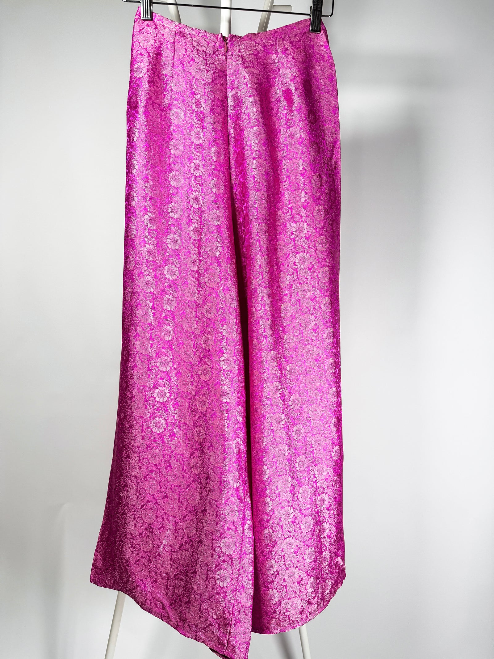 Empty Array - Ao Dai Pants - Chrysanthemum pattern in Wormsilk - front view in brocade in pink by Moc