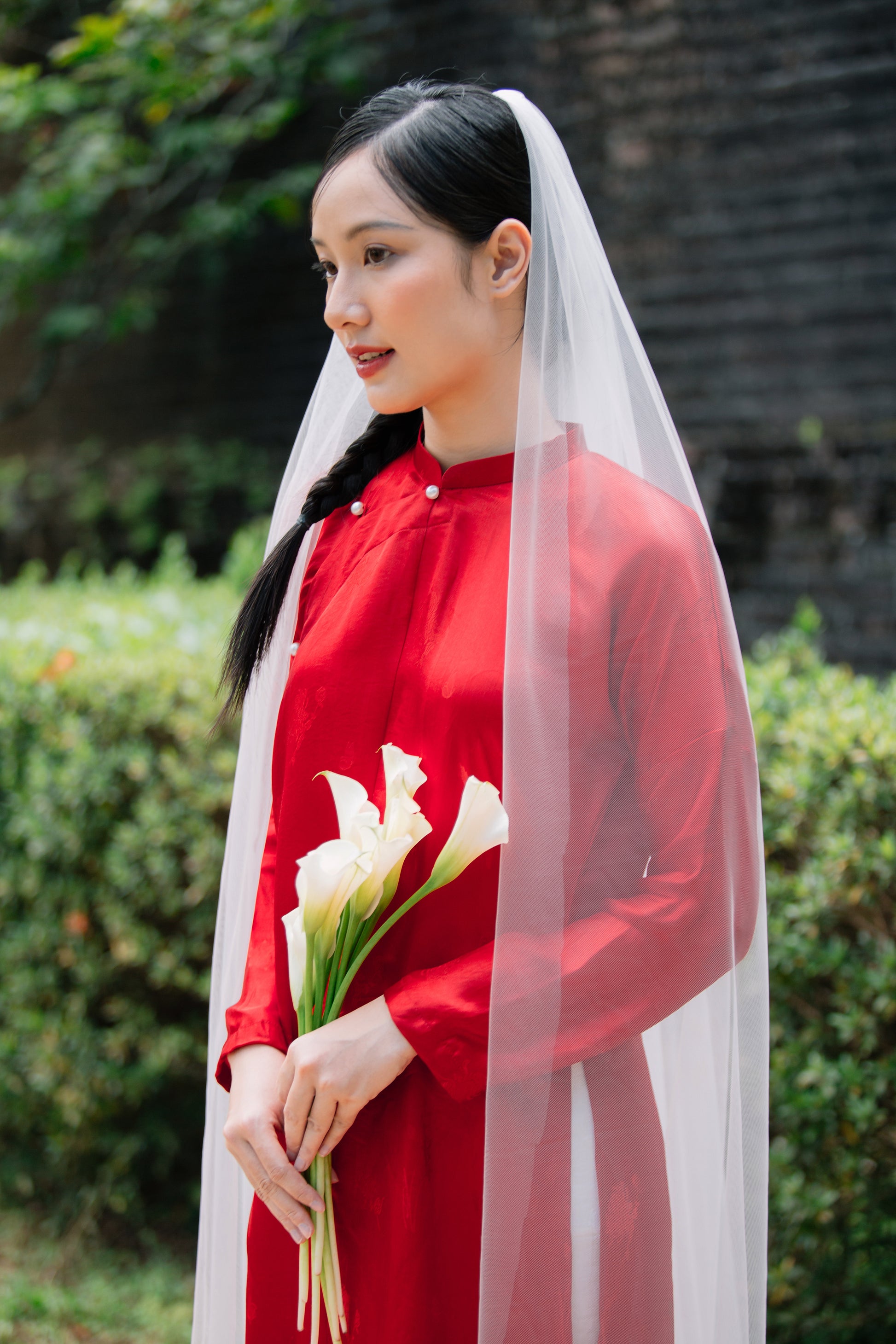 "Ngu Than" Ao Dai set - Silkworm Silk in Red