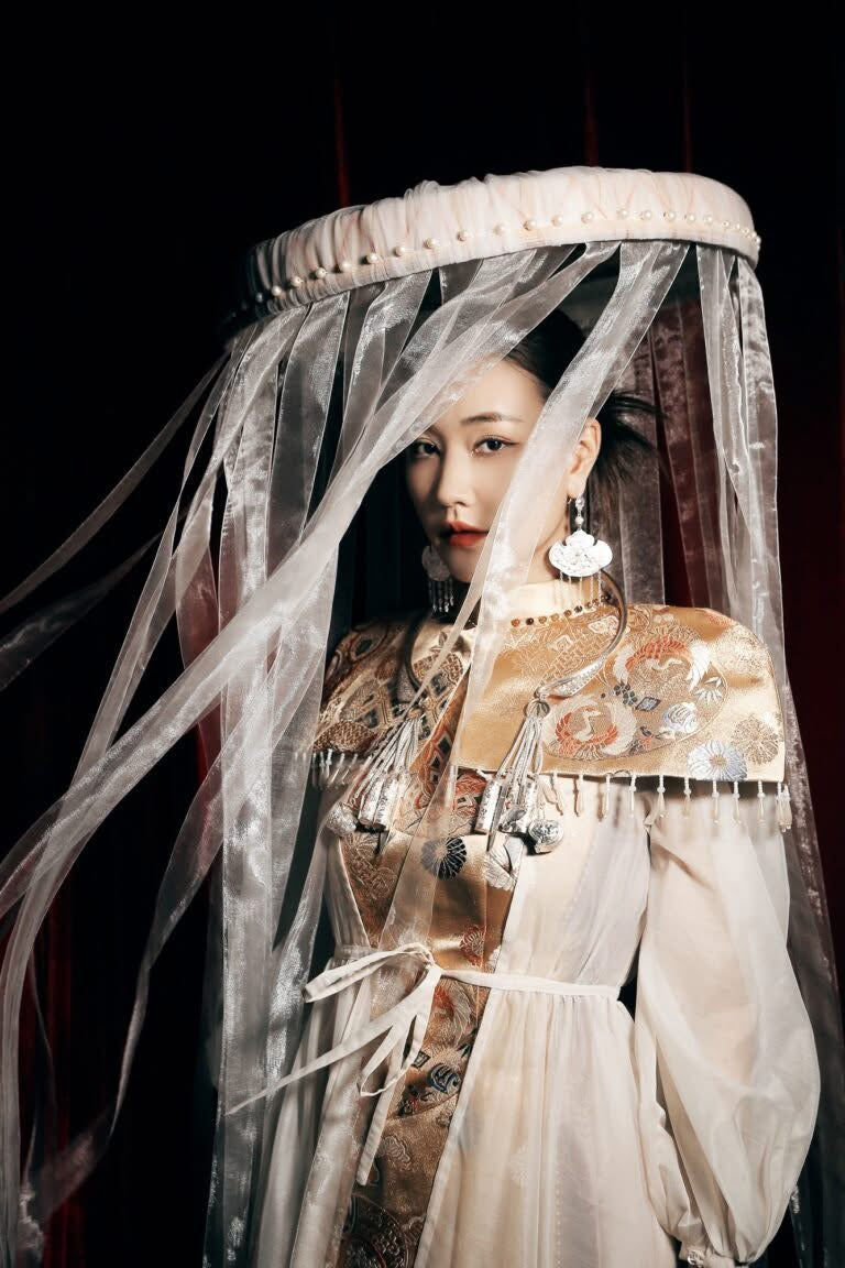 Traditional Motif - Vân Long Earrings – The Imperial Dragon’s Whisper - worn presentation in silver by HI de Maison
