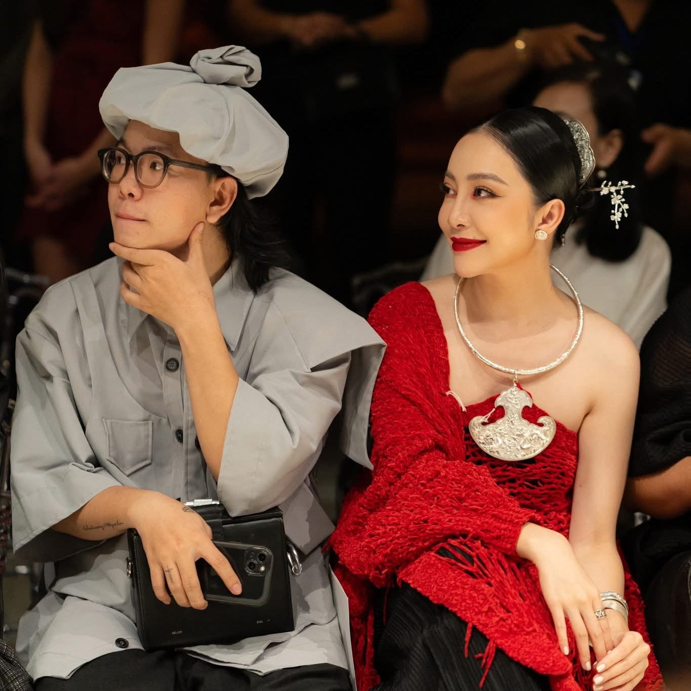 Song Phuong Bội – Twin Phoenix Cloud Pendant in Fine Silver - front view showcasing the design and craftsmanship by HI de Maison at L'Orient Haus