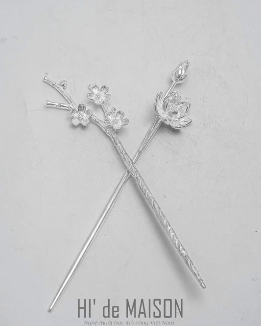 Nhất Chi Mai – Fine Silver Hair Pin with Apricot Blossoms