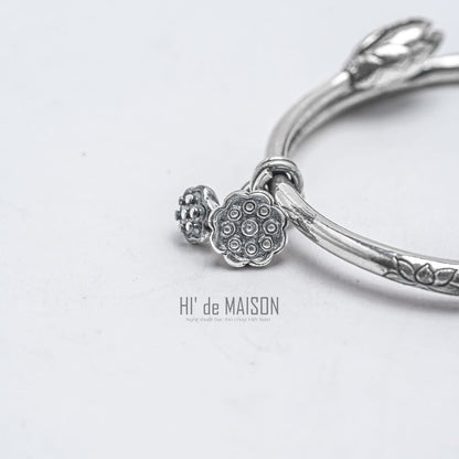 "Hạ Liên" – Fine Silver Lotus Bud Bangle