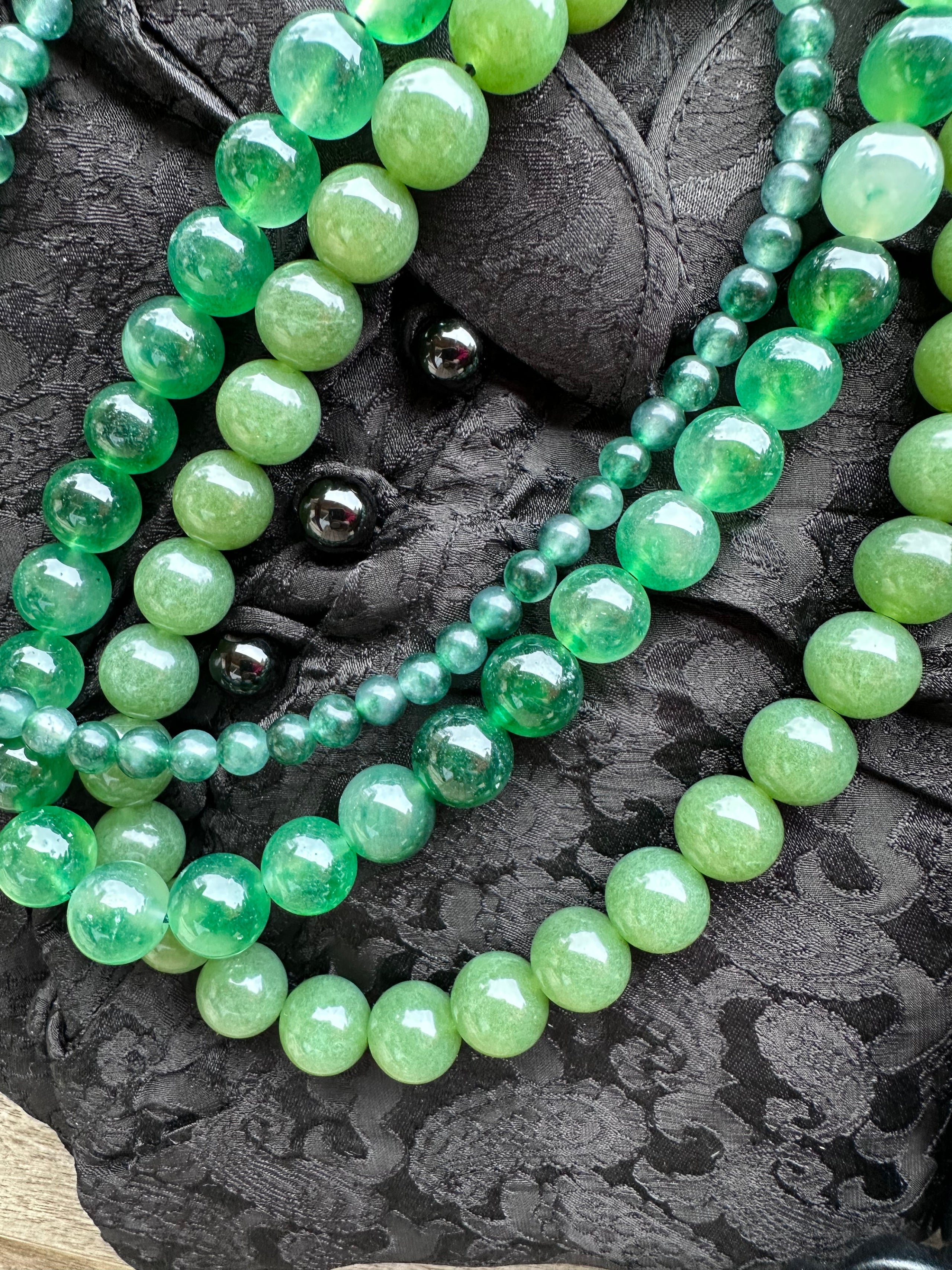 "Verdant Echo" Marble Necklace in Fresh Jade - detail view | Vietnamese Luxury Fashion
