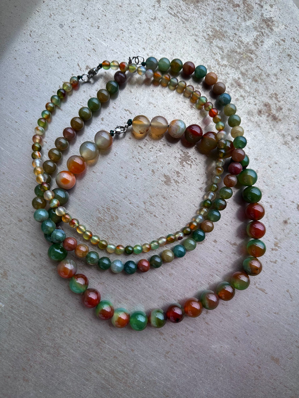 "Verdant Echo" Marble Necklace in Mossy Amber - detail view | Vietnamese Luxury Fashion