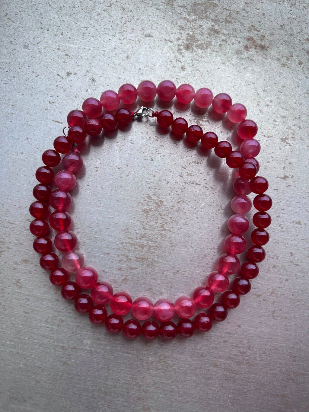 "Verdant Echo" Marble Necklace in Ruby Shades (Large) - detail view | Vietnamese Luxury Fashion