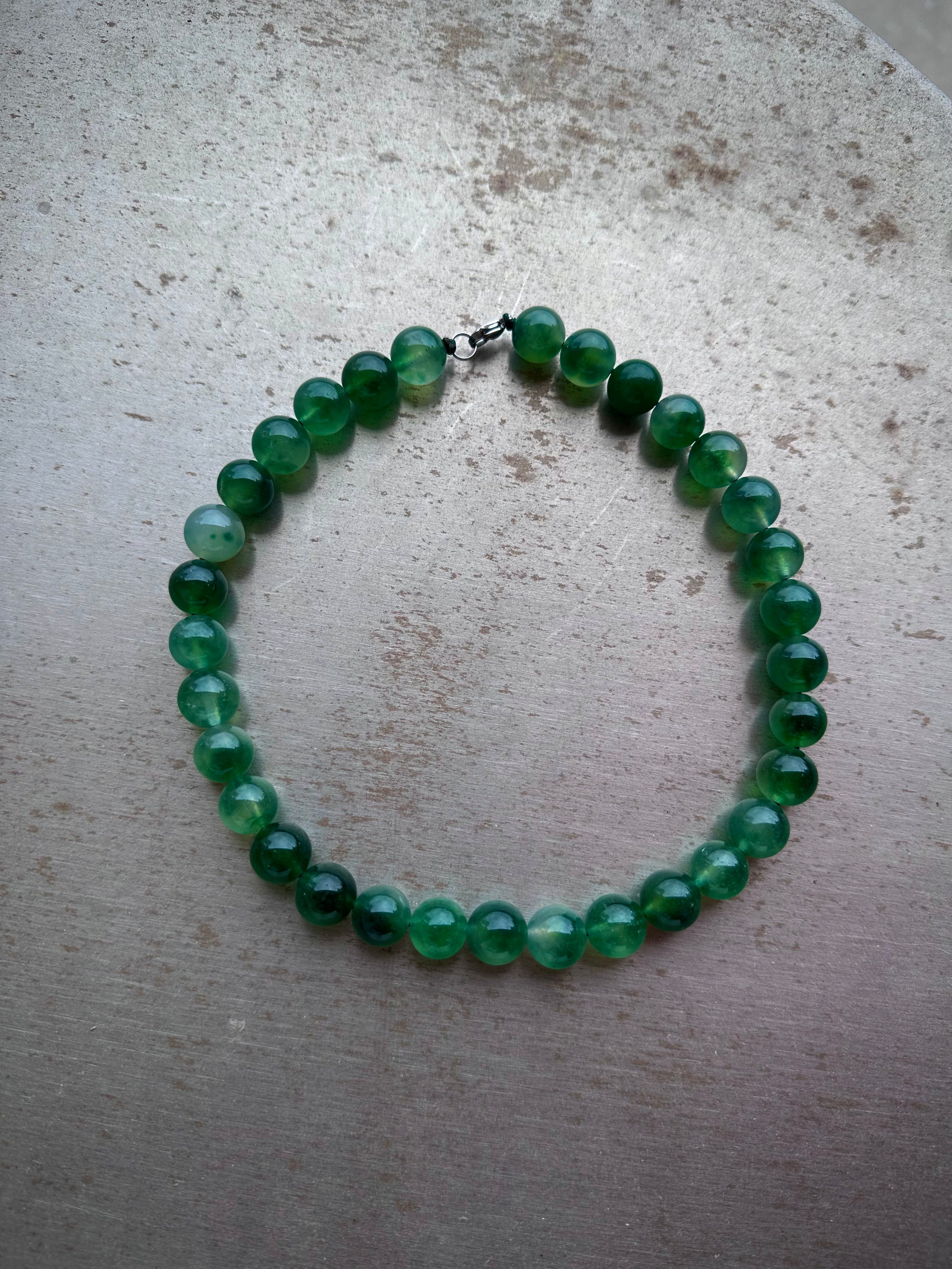 "Verdant Echo" Marble Necklace in Fresh Jade - close-up detail | Vietnamese Luxury Fashion