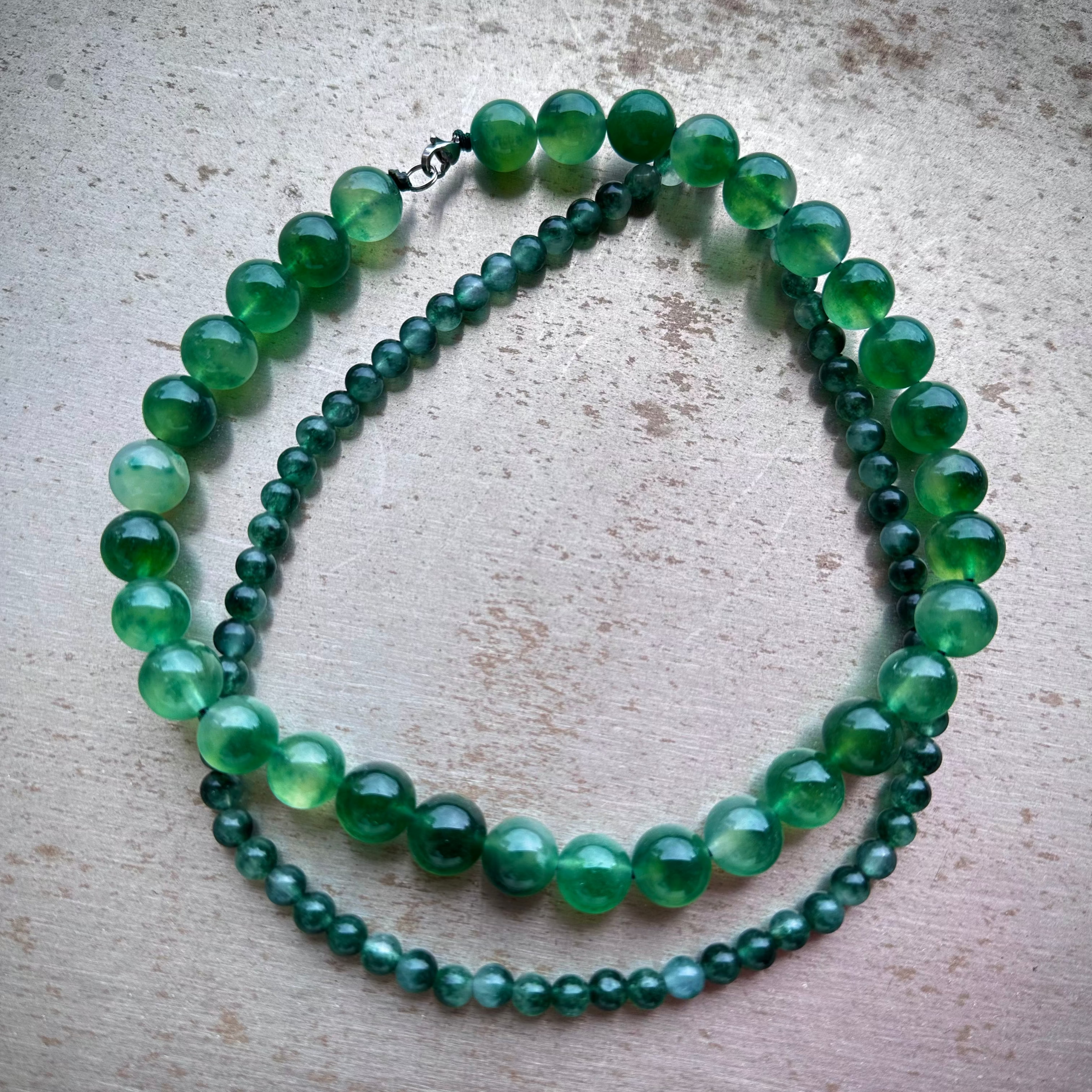 "Verdant Echo" Marble Necklace in Fresh Jade - front view | Vietnamese Luxury Fashion