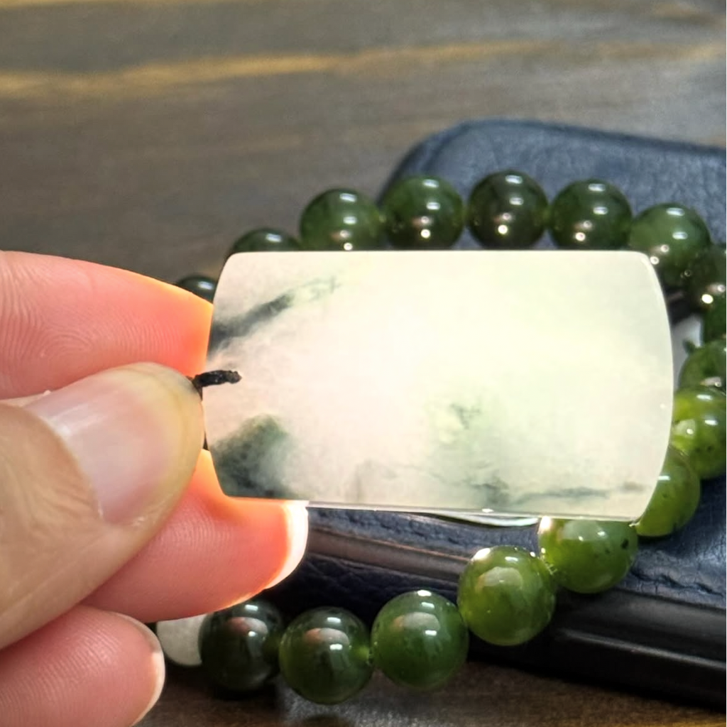 “Vô Sự Bài” (無事牌 / No Worry) Pendant – The Peace Talisman in Natural Myanmar Jadeite