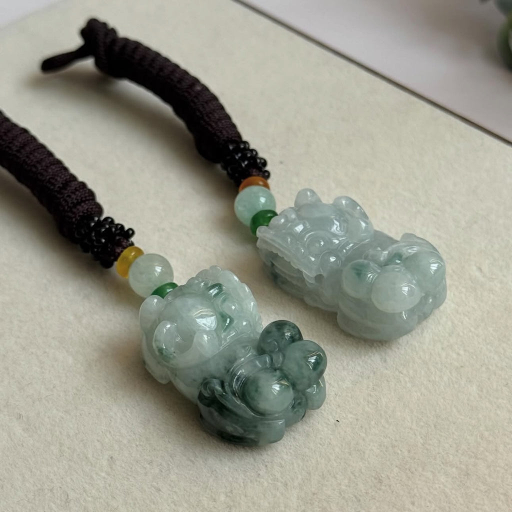 “Fortune Keepers” – Hand-Carved Pixiu Pair in Jade