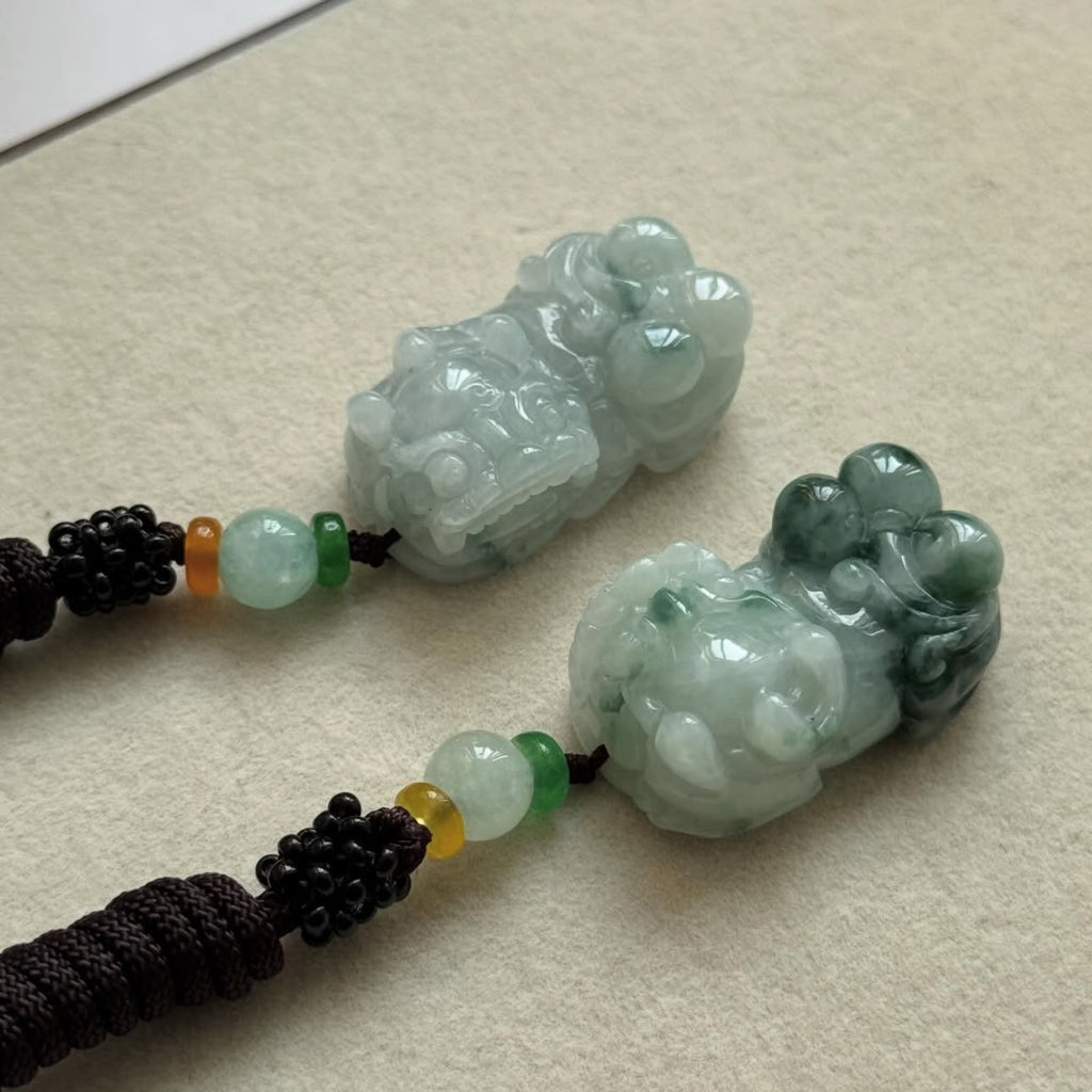 “Fortune Keepers” – Hand-Carved Pixiu Pair in Jade